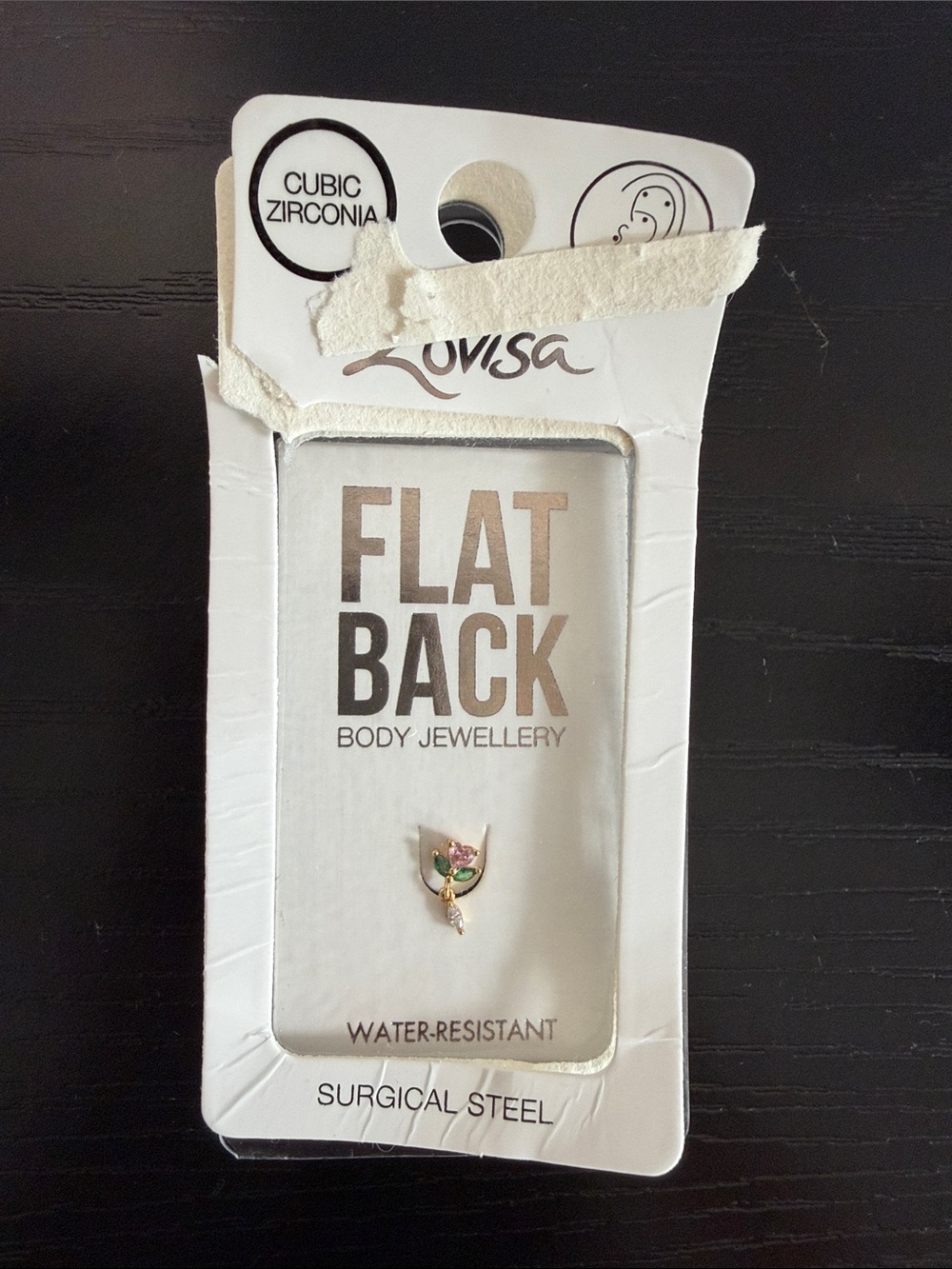 Lovisa Gold Flat-Back Earring with Pink and Green Accents